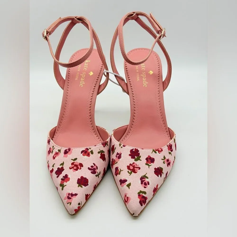 Kate Spade Pink Floral Heels Size 8B NWOT